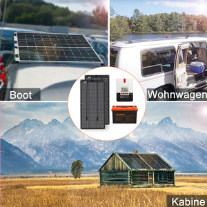 Kit Panneau Solaire Souple 200W pour Camping-car, Caravane, Bateau avec batterie LiFePO4