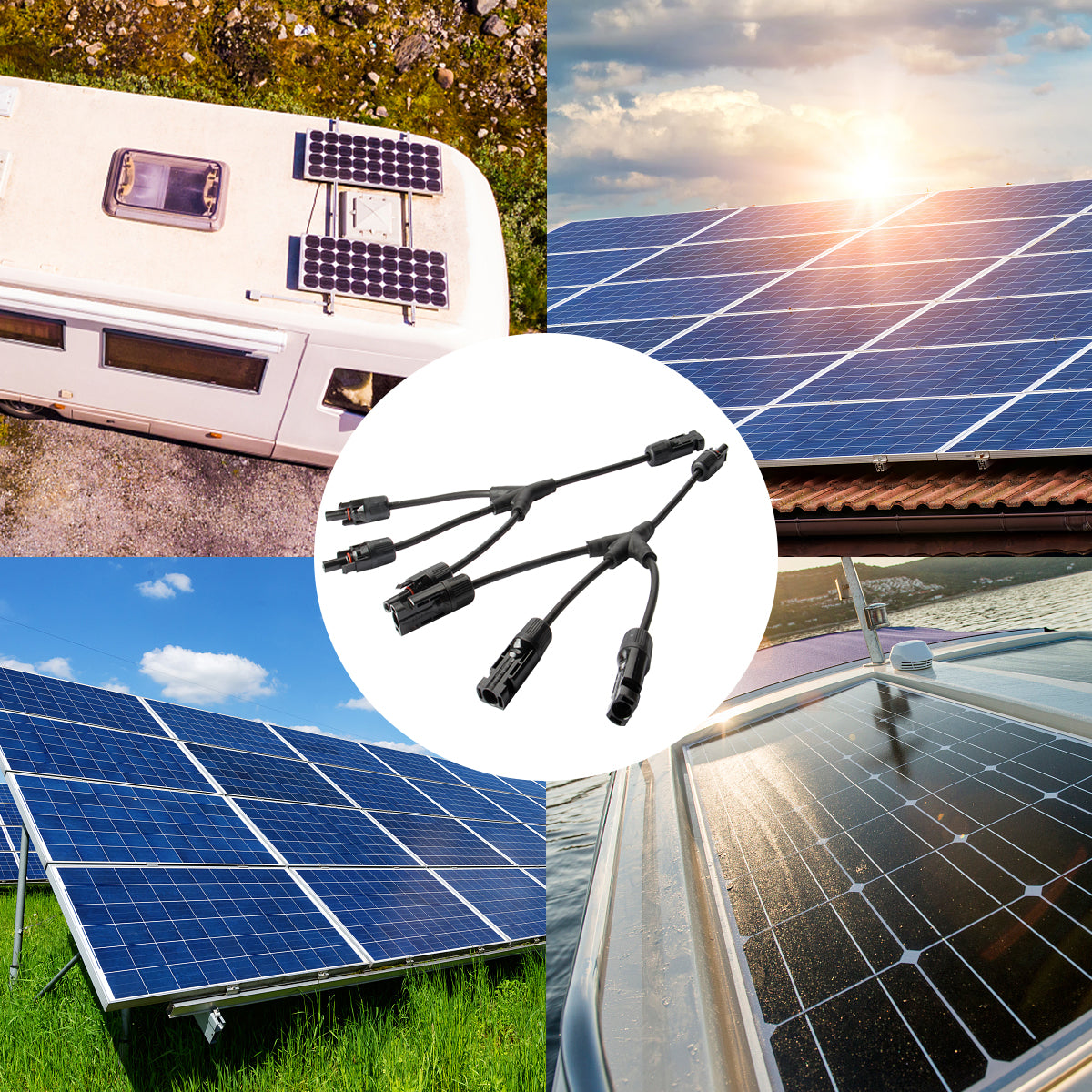 SolarV Câble de raccordement professionnel pour panneau solaire MC4 4 10 m  & Offgridtec 006420 Passe-toit 2 entr ées pour camping-car, caravane et