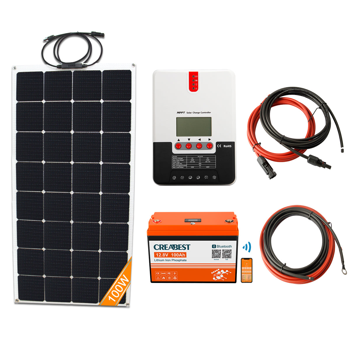 Kit solaire panneau solaire 12V 100W camping-car Uniteck pas cher