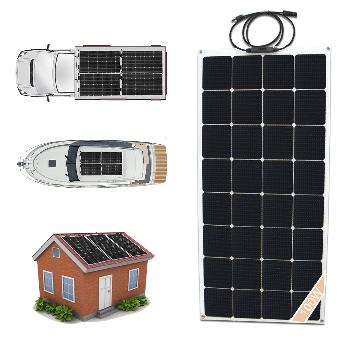 Panneau solaire 100W avec Régulateur 20A pour Camping-car Maison