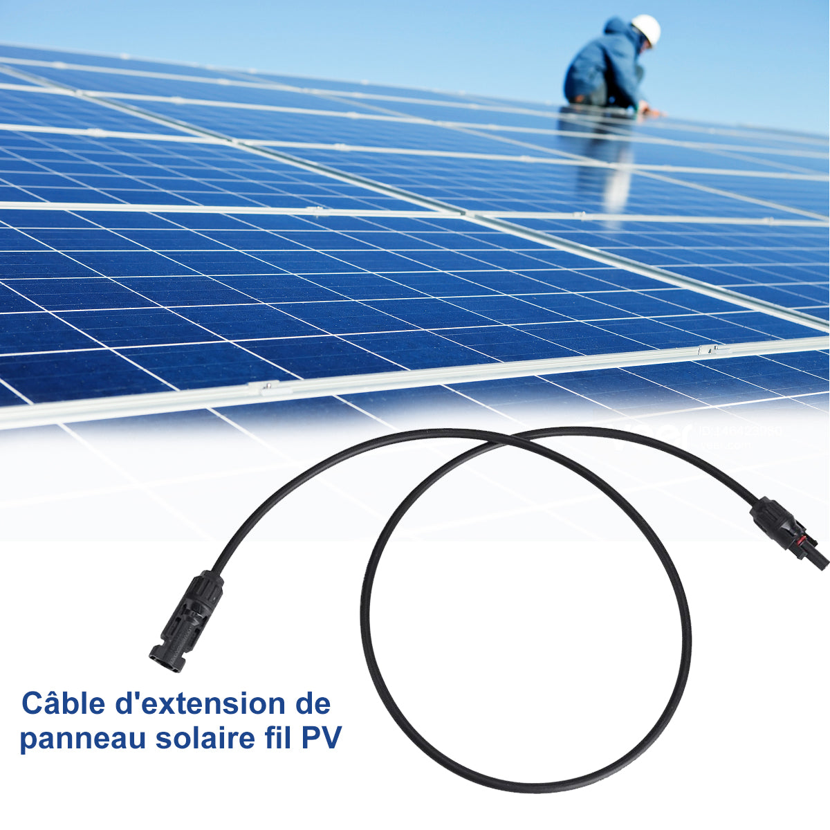 1 paire,Câble solaire de 12AWG, avec connecteur, câble d'extension adaptateur  solaire,pour système photovoltaïque